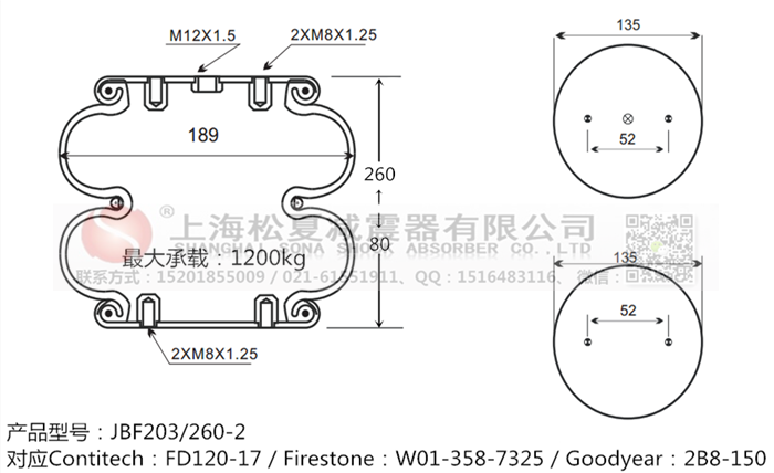 JBF203/260-2橡膠<a href='http://www.0769dianlan.com/' target='_blank'><u>空氣彈簧</u></a>