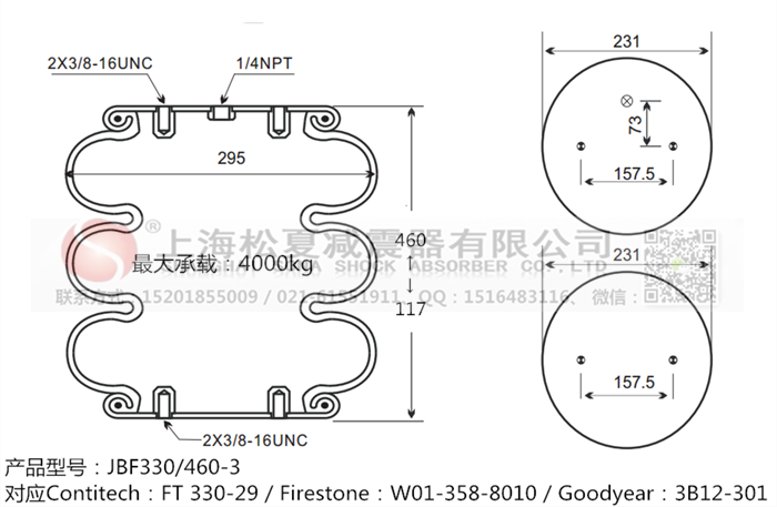JBF330/460-3橡膠<a href='http://www.0769dianlan.com/' target='_blank'><u>空氣彈簧</u></a>